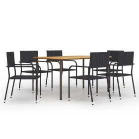 7-Piece Black PE Rattan Garden Dining Furniture Set by vidaXL, Garden sets - Ref: Foro24-3072499, Price: 331,35 €, Discount: %