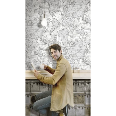 Noordwand Wallpaper Friends&Coffee Boxes and Locks metal and gray by Noordwand, Painted paper - Ref: Foro24-444854, Price: 26...
