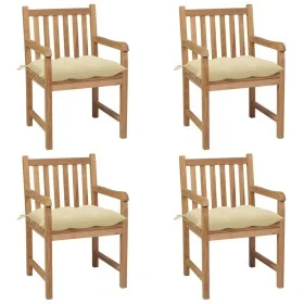 Garden chairs with cushions 4 pcs cream white teak wood by vidaXL, Garden chairs - Ref: Foro24-3073021, Price: 603,46 €, Disc...