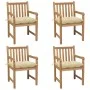 Sillas de jardín con cojines 4 uds madera de teca blanco crema de vidaXL, Sillas de jardín - Ref: Foro24-3073021, Precio: 604...