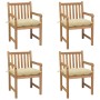 Sillas de jardín con cojines 4 uds madera de teca blanco crema de vidaXL, Sillas de jardín - Ref: Foro24-3073021, Precio: 631...