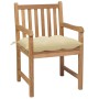 Sillas de jardín con cojines 4 uds madera de teca blanco crema de vidaXL, Sillas de jardín - Ref: Foro24-3073021, Precio: 631...