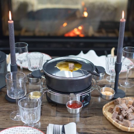 Livoo Olla de fondue eléctrica para 8 personas negro 1,8 L 1000