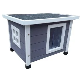 @Pet XL Holzkatzenhaus für draußen in Grau und Weiß 68,5x54x51,5 cm von @Pet, Katzenmöbel - Ref: Foro24-443051, Preis: 97,83 ...