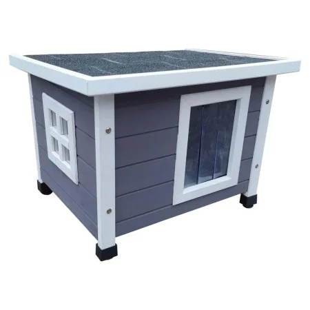 @Pet XL Holzkatzenhaus für draußen in Grau und Weiß 68,5x54x51,5 cm von @Pet, Katzenmöbel - Ref: Foro24-443051, Preis: 97,83 ...