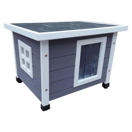 @Pet XL Holzkatzenhaus für draußen in Grau und Weiß 68,5x54x51,5 cm von @Pet, Katzenmöbel - Ref: Foro24-443051, Preis: 97,72 ...