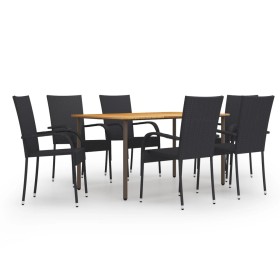 7-teiliges PE Rattan Gartenmöbel Set schwarz von vidaXL, Gartensets - Ref: Foro24-3072495, Preis: 441,36 €, Rabatt: %