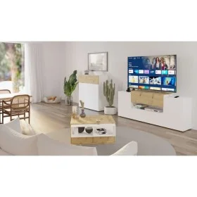 FMD Mueble de TV/equipos de música roble y blanco 182x33x70,2 cm de FMD, Muebles TV - Ref: Foro24-444216, Precio: 211,12 €, D...