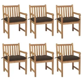 Gartenstühle 6 Stück aus massivem Teakholz mit taupegrauen Kissen von vidaXL, Gartenstühle - Ref: Foro24-3073054, Preis: 959,...
