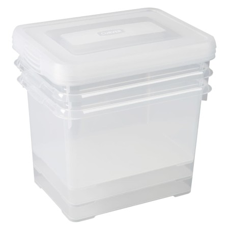 Curver Juego de cajas de almacenamiento Handy transparente 3x20L