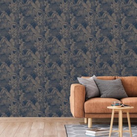 DUTCH WALLCOVERINGS Papel pintado Joelle plateado y azul