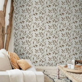 DUTCH WALLCOVERINGS Papel pintado Leafs beige y marrón