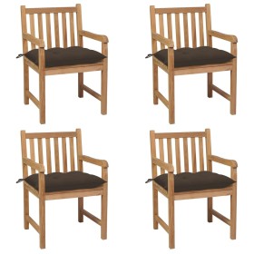 Garden chairs with cushions 4 units taupe gray teak wood by vidaXL, Garden chairs - Ref: Foro24-3073027, Price: 621,94 €, Dis...
