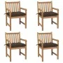 Gartenstühle mit Kissen 4 Einheiten taupegraues Teakholz von vidaXL, Gartenstühle - Ref: Foro24-3073027, Preis: 621,53 €, Rab...