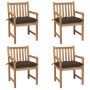 Gartenstühle mit Kissen 4 Einheiten taupegraues Teakholz von vidaXL, Gartenstühle - Ref: Foro24-3073027, Preis: 621,25 €, Rab...