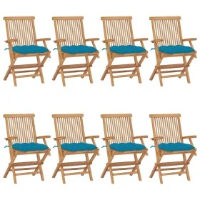 Garden chairs 8 units teak wood with light blue cushions by vidaXL, Garden chairs - Ref: Foro24-3072908, Price: 618,09 €, Dis...