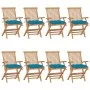 Garden chairs 8 units teak wood with light blue cushions by vidaXL, Garden chairs - Ref: Foro24-3072908, Price: 639,46 €, Dis...