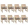 Gartenstühle 8 Stück massives Teakholz, graue Kissen von vidaXL, Gartenstühle - Ref: Foro24-3073074, Preis: 1,00 €, Rabatt: %