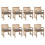 Gartenstühle 8 Stück massives Teakholz, graue Kissen von vidaXL, Gartenstühle - Ref: Foro24-3073074, Preis: 1,00 €, Rabatt: %