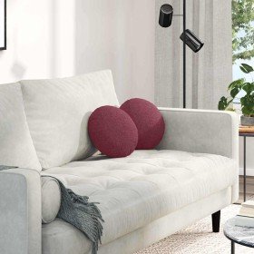 Cojines para asiento 2 pcs Rojo vino Ø30 x 13 cm tela