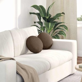 Cojines para asiento 2 pcs Marrón Ø30 x 13 cm tela