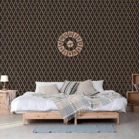 DUTCH WALLCOVERINGS Papel pintado Geometric negro y dorado