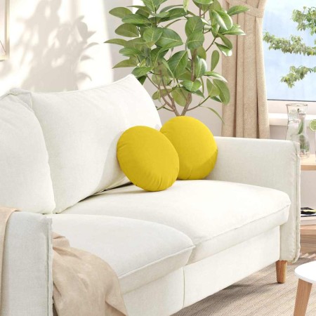 Cojines para asiento 2 pcs Amarillo Claro Ø30 x 13 cm tela