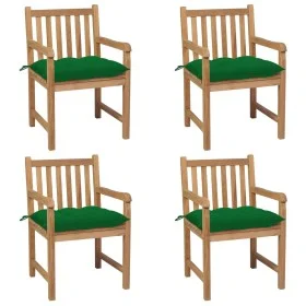 Garden chairs 4 units solid teak wood with green cushions by vidaXL, Garden chairs - Ref: Foro24-3073024, Price: 583,50 €, Di...