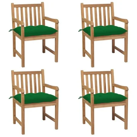 Garden chairs 4 units solid teak wood with green cushions by vidaXL, Garden chairs - Ref: Foro24-3073024, Price: 583,50 €, Di...