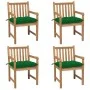 Garden chairs 4 units solid teak wood with green cushions by vidaXL, Garden chairs - Ref: Foro24-3073024, Price: 583,50 €, Di...