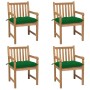 Gartenstühle 4 Stk. massives Teakholz mit grünen Kissen von vidaXL, Gartenstühle - Ref: Foro24-3073024, Preis: 607,41 €, Raba...