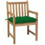 Garden chairs 4 units solid teak wood with green cushions by vidaXL, Garden chairs - Ref: Foro24-3073024, Price: 583,50 €, Di...