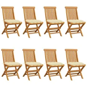 Garden chairs 8 pcs solid teak with cream white cushions by vidaXL, Garden chairs - Ref: Foro24-3072934, Price: 488,89 €, Dis...