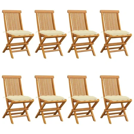 Garden chairs 8 pcs solid teak with cream white cushions by vidaXL, Garden chairs - Ref: Foro24-3072934, Price: 508,64 €, Dis...