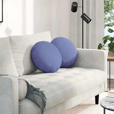 Cojines para asiento 2 pcs Azul jeans Ø40 x 13 cm tela