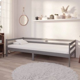 Sofá cama con colchón madera de pino maciza gris 90x200 cm en Camas y somieres | Comprar online en Foro24