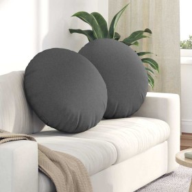 Cojines para asiento 2 pcs Gris oscuro Ø60 x 21 cm tela