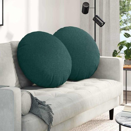 Cojines para asiento 2 pcs Verde oscuro Ø60 x 21 cm tela
