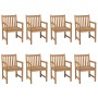 Gartenstühle 8 Stück aus massivem Teakholz, weiße cremefarbene Kissen von vidaXL, Gartenstühle - Ref: Foro24-3073075, Preis: ...