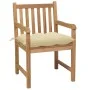 Gartenstühle 8 Stück aus massivem Teakholz, weiße cremefarbene Kissen von vidaXL, Gartenstühle - Ref: Foro24-3073075, Preis: ...