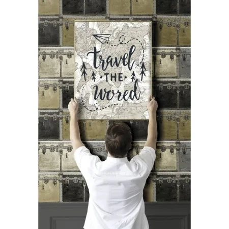 Noordwand Friends&Coffee Boxes and Locks metal and beige wallpaper by Noordwand, Painted paper - Ref: Foro24-444855, Price: 2...