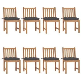 Gartenstühle 8 Einheiten aus massivem Teakholz mit Kissen von vidaXL, Gartenstühle - Ref: Foro24-3073157, Preis: 891,98 €, Ra...