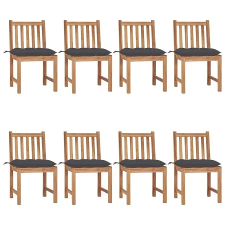 Gartenstühle 8 Einheiten aus massivem Teakholz mit Kissen von vidaXL, Gartenstühle - Ref: Foro24-3073157, Preis: 891,98 €, Ra...