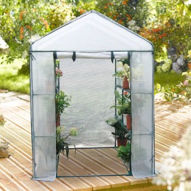 HI Invernadero con 8 estantes transparente 140x140x200 cm