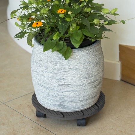 Nature Round gray wood plant stand with wheels Ø30 cm by Nature, Pot stands - Ref: Foro24-446401, Price: 26,61 €, Discount: %