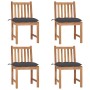 Gartenstühle 4 Einheiten aus massivem Teakholz mit Kissen von vidaXL, Gartenstühle - Ref: Foro24-3073103, Preis: 459,23 €, Ra...