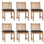 Gartenstühle 6 Einheiten aus massivem Teakholz mit Kissen von vidaXL, Gartenstühle - Ref: Foro24-3073138, Preis: 688,26 €, Ra...