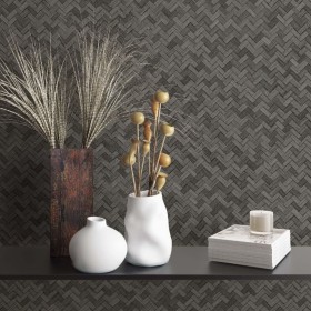 Schwarz-graue Botanica-Rattan-Geflechttapete Noordwand von Noordwand, Bemaltes Papier - Ref: Foro24-444825, Preis: 25,13 €, R...