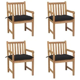 Garden chairs 4 units solid teak wood with black cushions by vidaXL, Garden chairs - Ref: Foro24-3073026, Price: 596,84 €, Di...