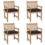 Gartenstühle 4 Stk. massives Teakholz mit schwarzen Kissen von vidaXL, Gartenstühle - Ref: Foro24-3073026, Preis: 622,81 €, R...